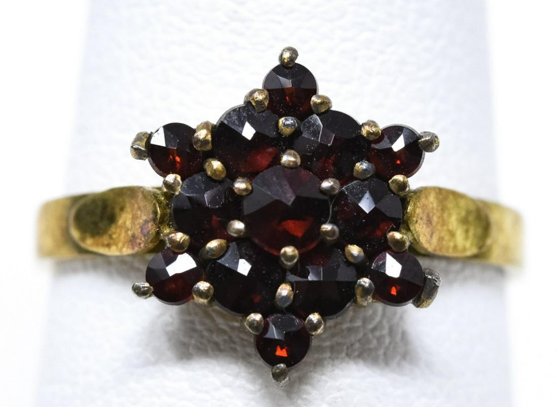 Antique C 1900 Rose Cut Garnet Starburst Ring (1 of 5)