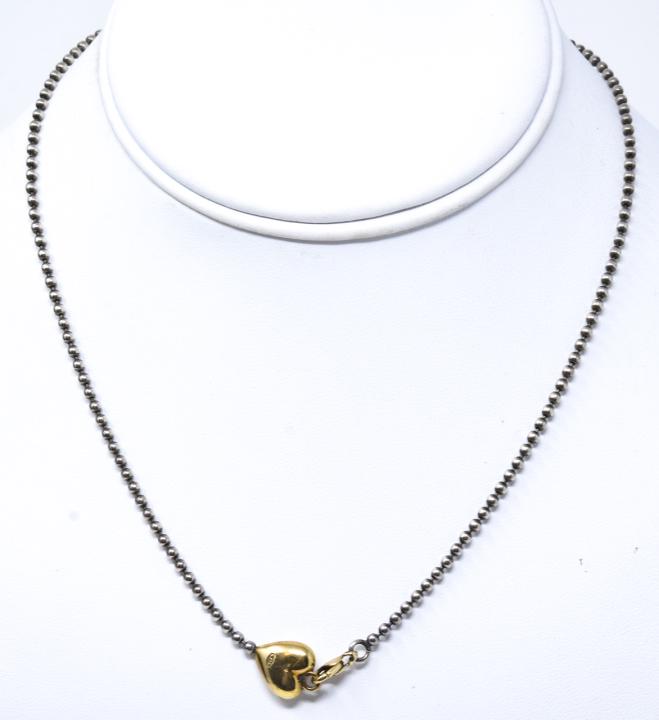 18kt Yellow Gold & Sterling Silver Heart Necklace (1 of 6)