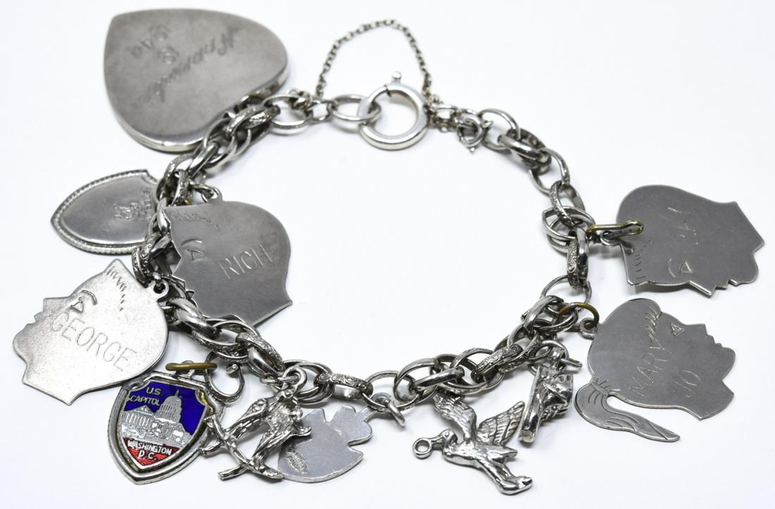 Vintage C 1944 Sterling Silver Charm Bracelet (1 of 7)
