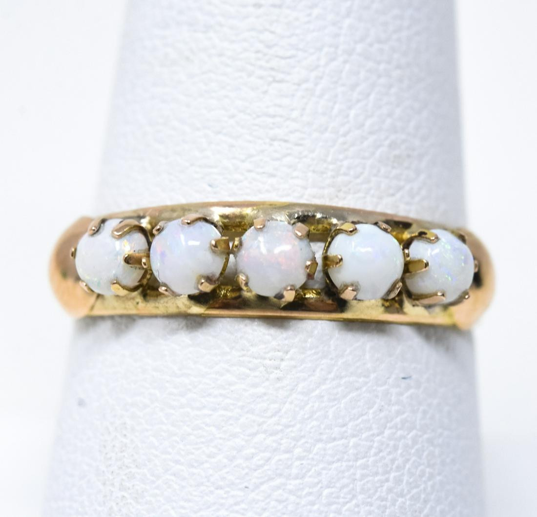 Estate 10kt Yellow Gold & Five Opal Half Loop Ring (1 of 5)