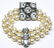 Large Scale Vintage Faux Pearls Rhinestone Brooch