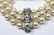 Large Scale Vintage Faux Pearls Rhinestone Brooch - 3