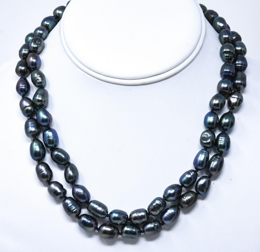Pair of Black Tahitian Baroque Pearl Necklaces (1 of 5)