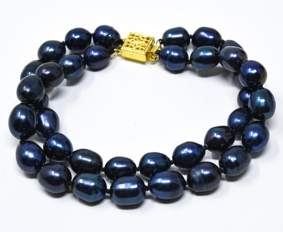 Double Strand Black Baroque Pearl Bracelet (1 of 5)