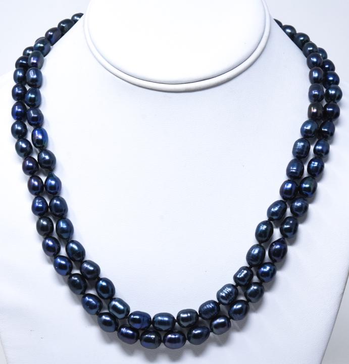 Double Strand Black Baroque Pearl Necklace (1 of 6)