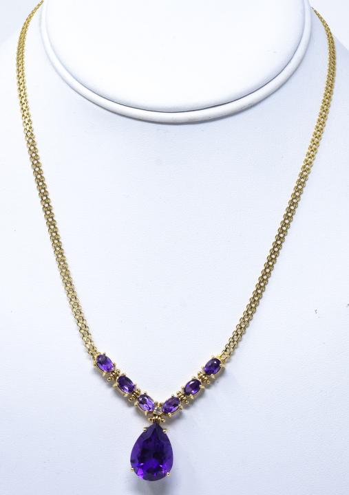 14kt Yellow Gold & Amethyst Teardrop Necklace (1 of 6)
