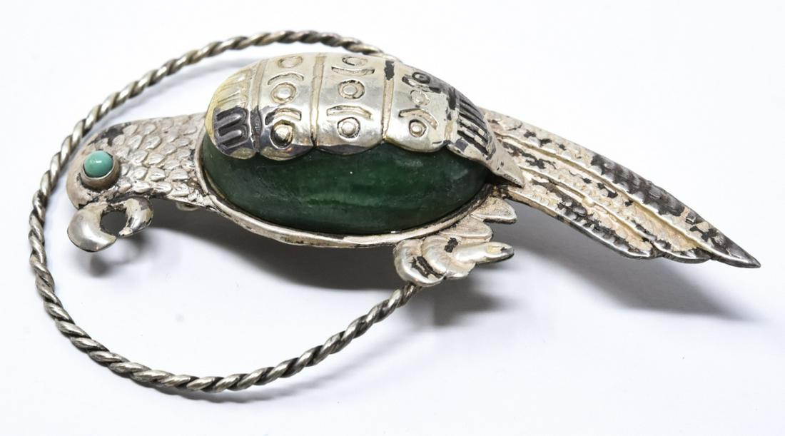 Mexican Sterling Silver Parrot Brooch / Pin (1 of 7)