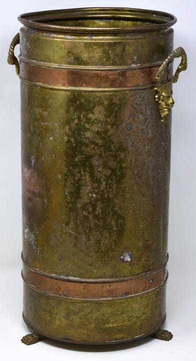 Gilt Brass w Weathered Patina Umbrella Cane Holder (1 of 7)