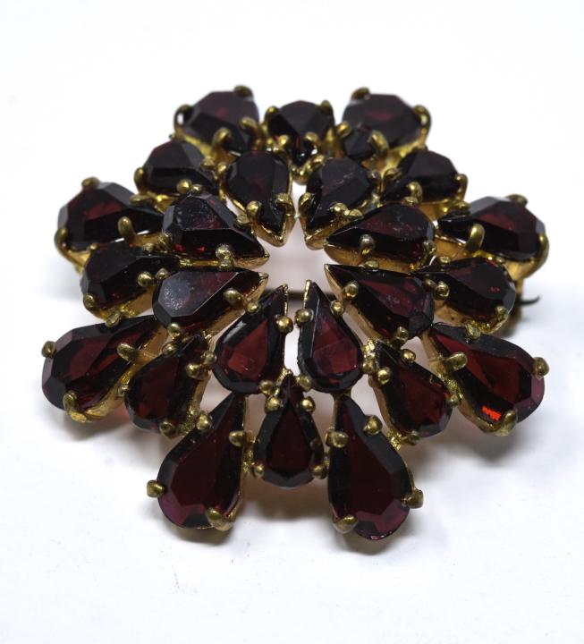 Circa 1930 German Garnet Starburst Pin / Brooch (1 of 6)