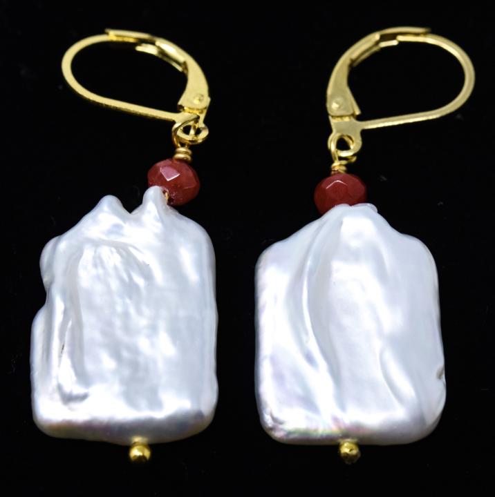 Pair of Ruby & Baroque Pearl Pendant Earrings (1 of 6)