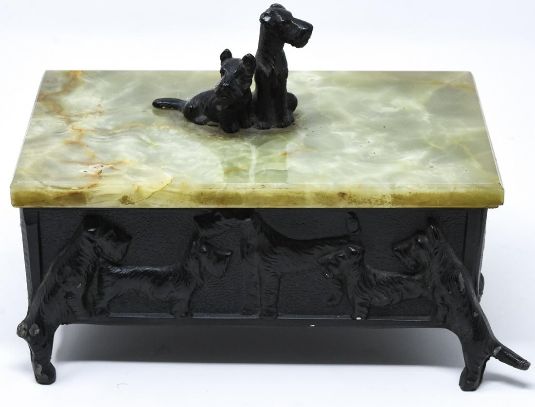 Deco Style Bronze & Onyx Westie Dog Table Box (1 of 8)