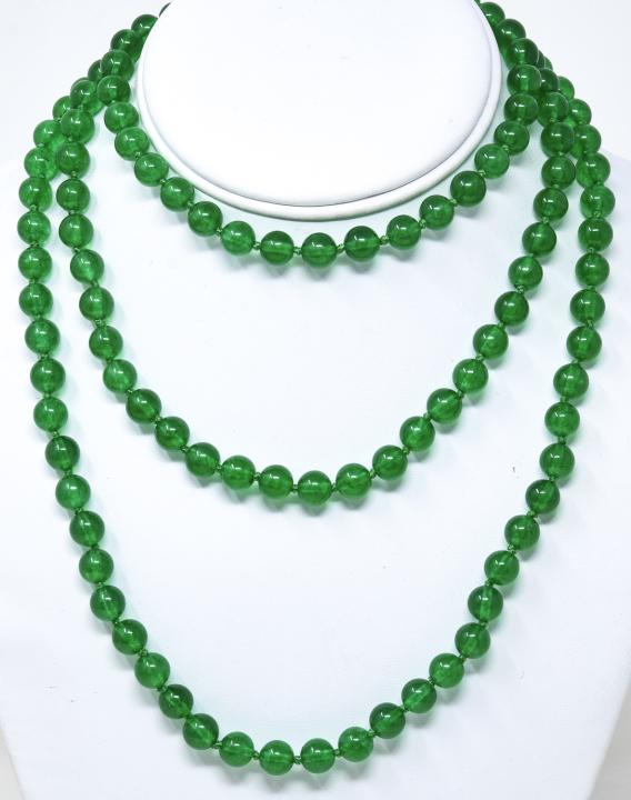 50 Inch Necklace w 6mm Green Nephrite Jade Beads (1 of 5)