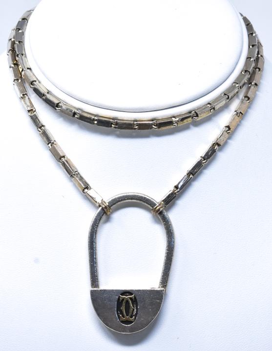 Sterling & 18k Gold Cartier Pendant W Chain (1 of 6)