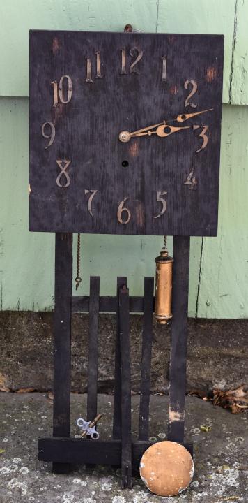 Antique Arts & Crafts Dark Wood Wall Clock (1 of 6)