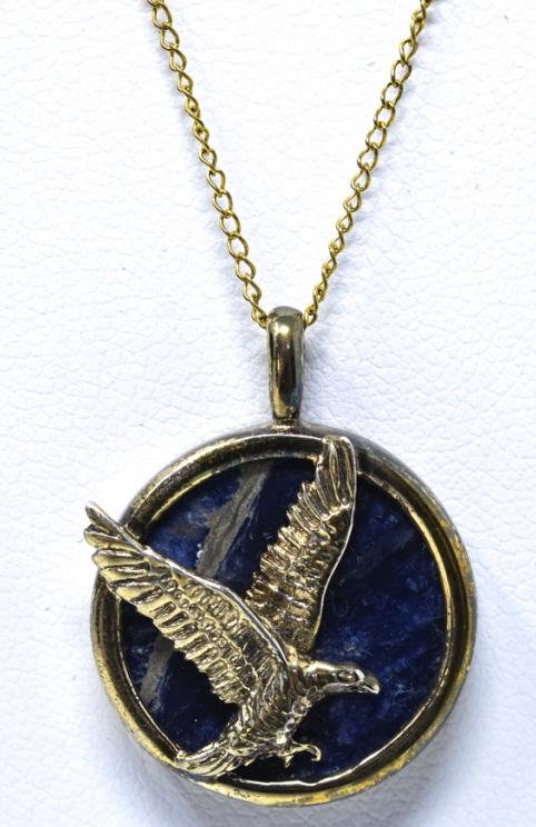 Vintage Silver Eagle on Lapis Sky Signed Necklace (1 of 6)
