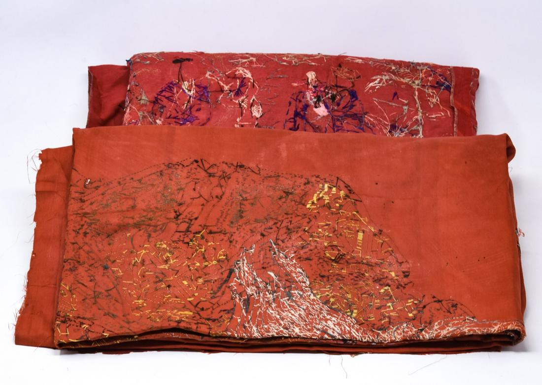 Chinese Red Silk Embroidered Fabric Bolt (1 of 7)