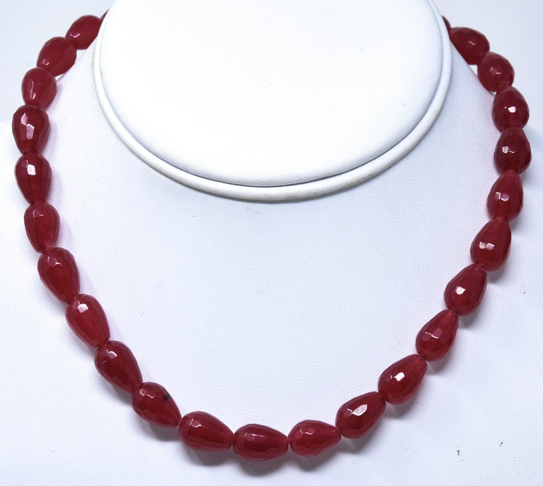 18kt Yellow Gold & 175 Carat Ruby Bead Necklace (1 of 6)