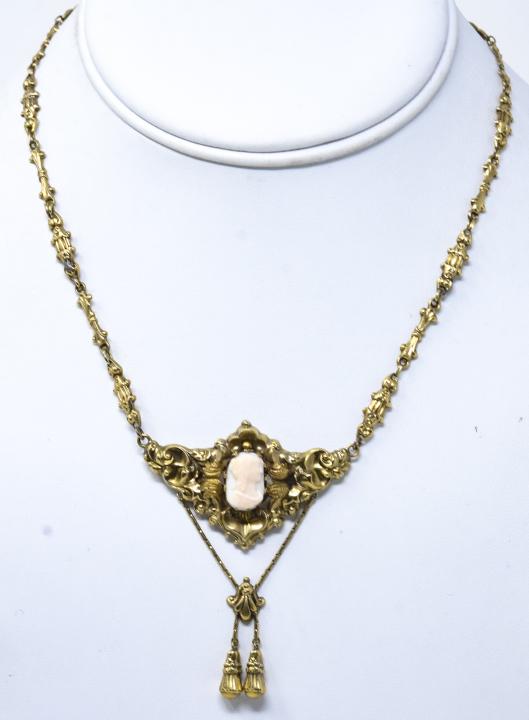 Antique 19th C Victorian 14k Gold Cameo Necklace (1 of 6)