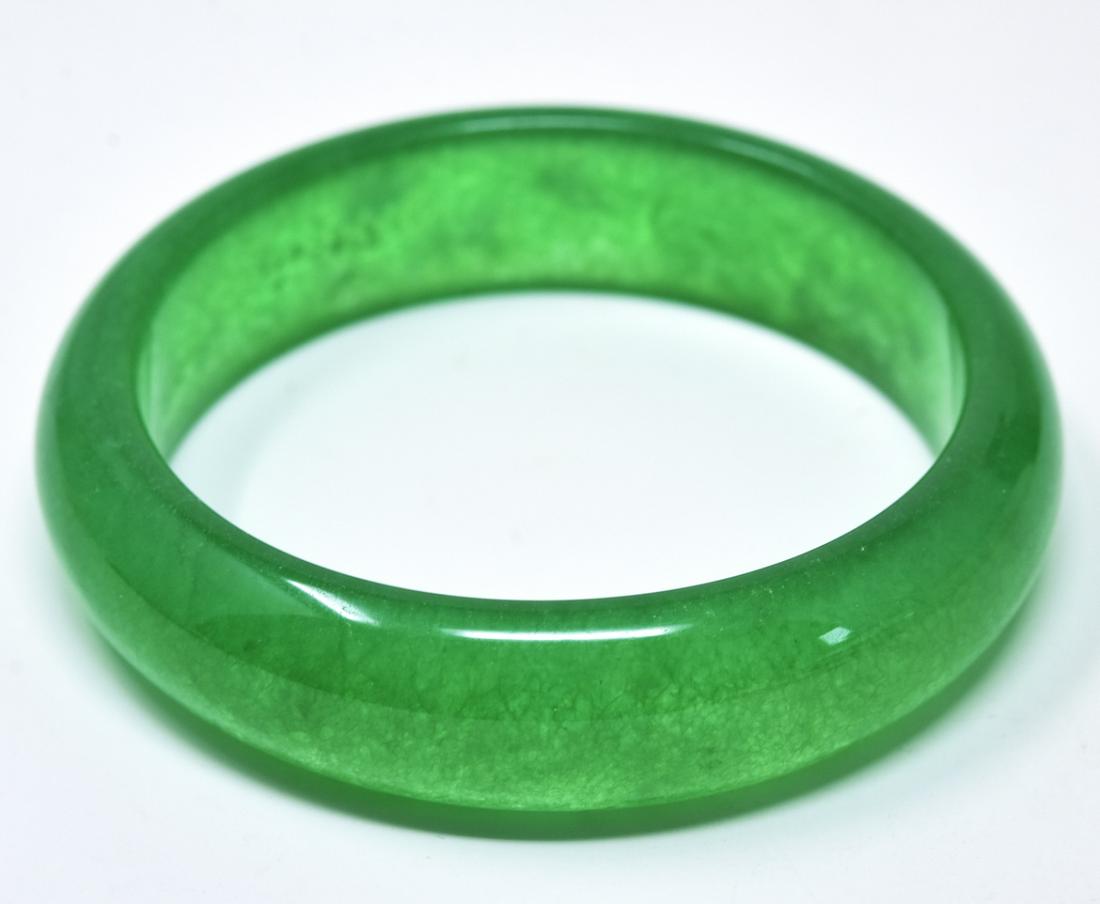 Carved Green Nephrite Jade Bangle Bracelet (1 of 6)