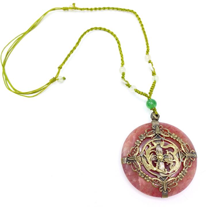 Chinese Rose Quartz & Jade Necklace (1 of 2)