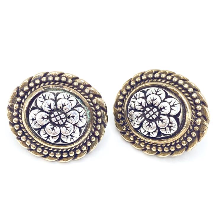 Stephen Dweck Sterling & Bronze Floral Ear Clips (1 of 4)