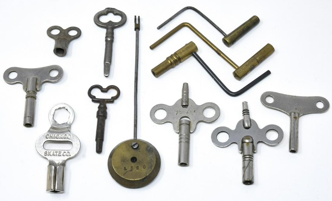 Collection of Antique 19th C Clock Keys & Pendulum (1 of 6)