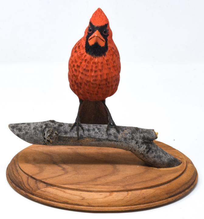 Cardinal Bird Carving Statue by B. McKenna (1 of 7)