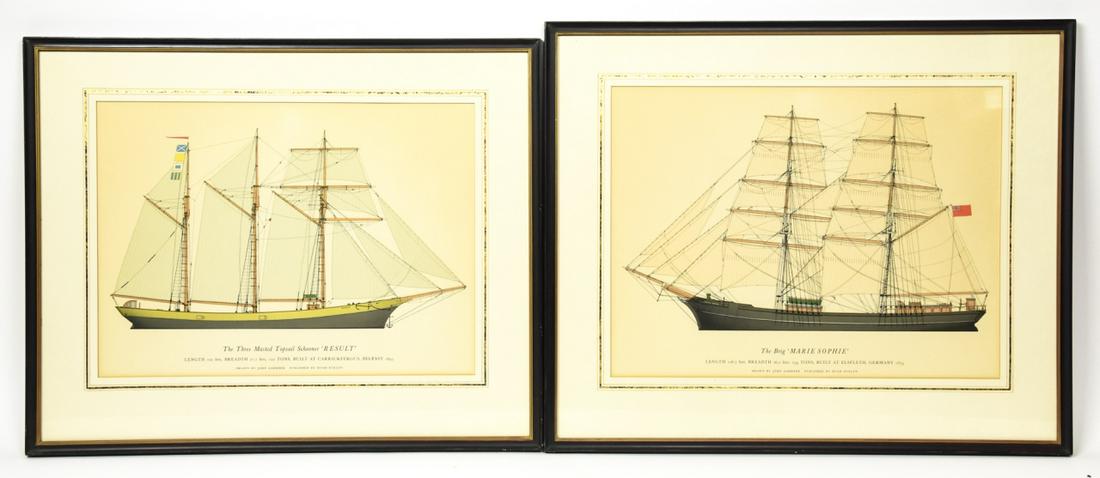 Pair Framed John Garder Ship Prints (1 of 8)