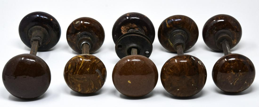 Five Antique 19th C Bennington Style Door Knobs (1 of 8)