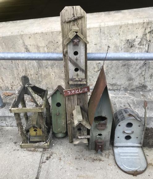 5 Artisan Made Whimsical Standing Birdhouses (1 of 4)
