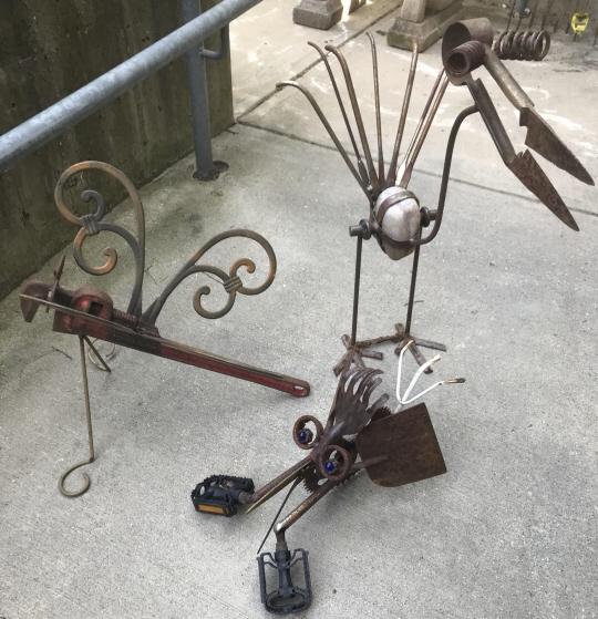 3 Artisan Made Industrial Found Object Statues (1 of 5)