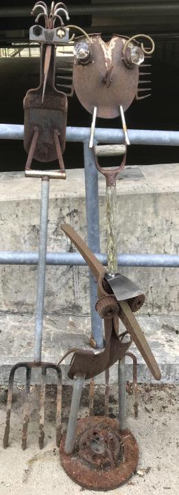 3 Artisan Made Industrial Found Object Statues (1 of 3)