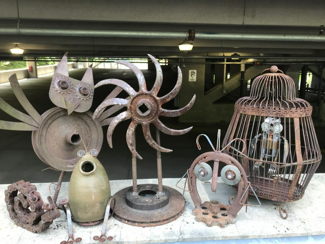 6 Artisan Industrial Found Object Garden Statues (1 of 5)