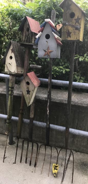 5 Artisan Made Whimsical Standing Birdhouses (1 of 3)