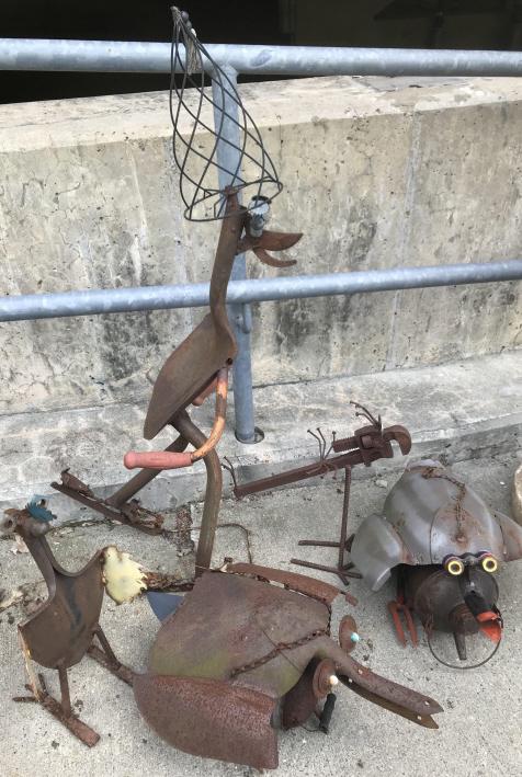 5 Artisan Industrial Found Object Garden Statues (1 of 5)