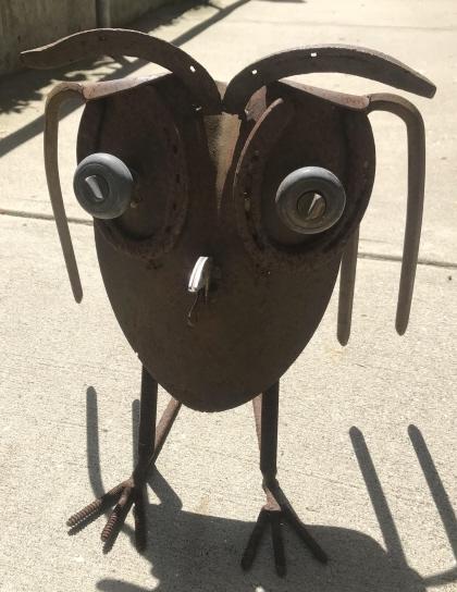 Artisan Made Whimsical Found Object Owl Statue. (1 of 3)