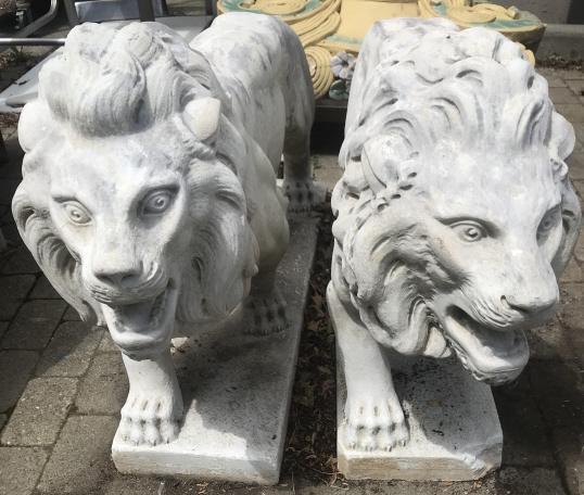 Pair Neoclassical Style Composite Lion Statues (1 of 8)