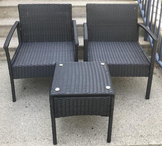 Contemporary Black Mesh Woven Armchairs & Table (1 of 5)