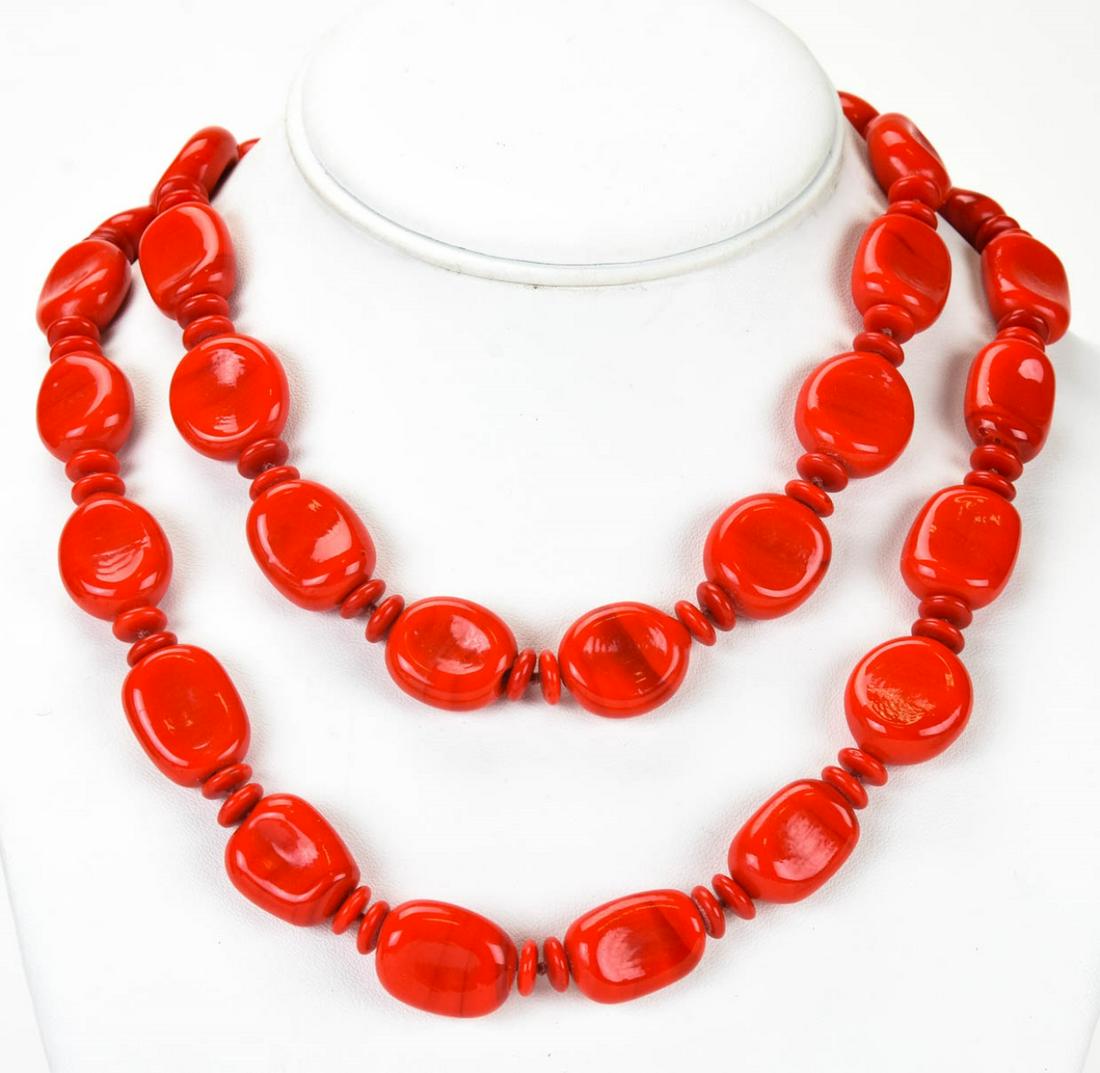 Antique Red Art Glass Flapper Era Beaded Necklace (1 of 5)