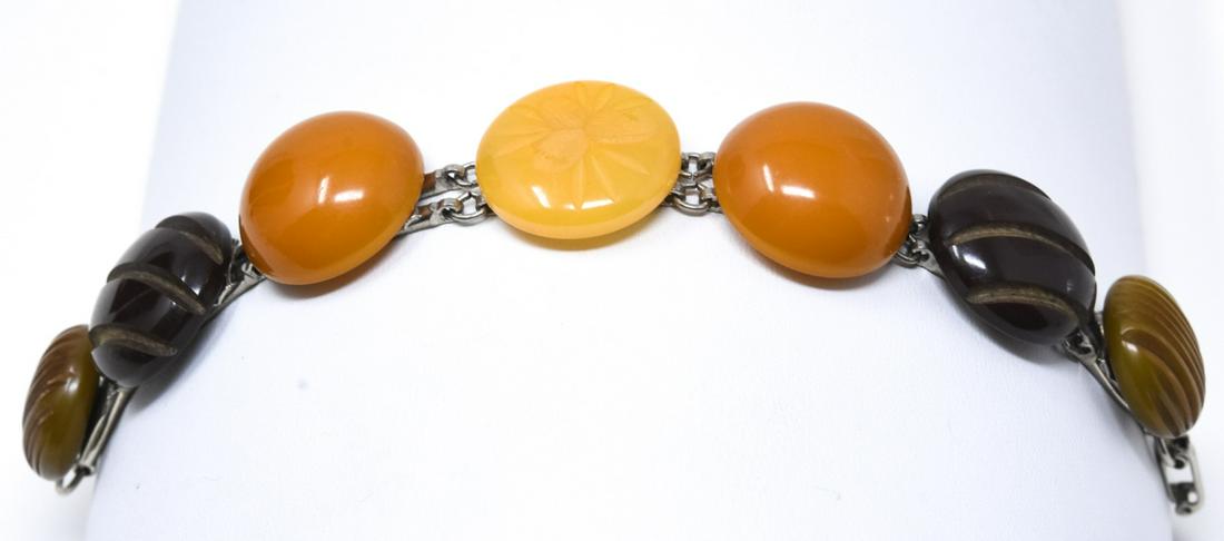 Vintage Carved Bakelite Bracelet in Amber Tones (1 of 6)
