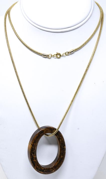 Vintage Faux Amber Bakelite & Gilt Metal Necklace (1 of 6)