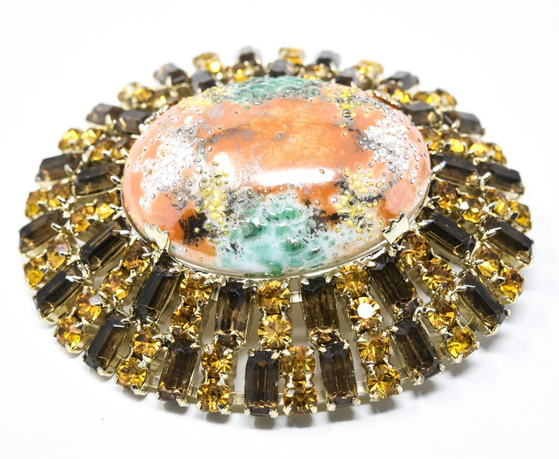 Vintage C 1970s Rhinestone & Ceramic Brooch (1 of 5)