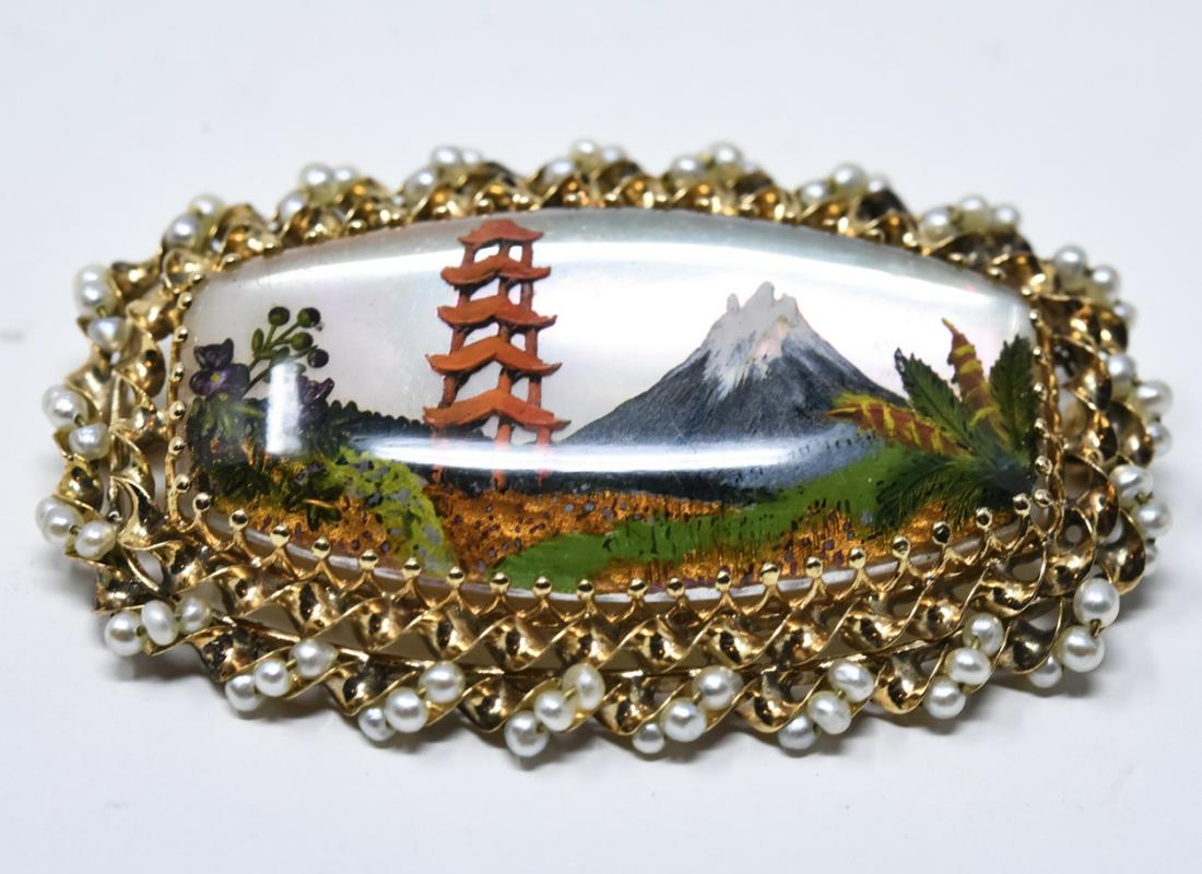 Unique Estate 14kt Gold Essex Crystal of Japan Pin (1 of 5)
