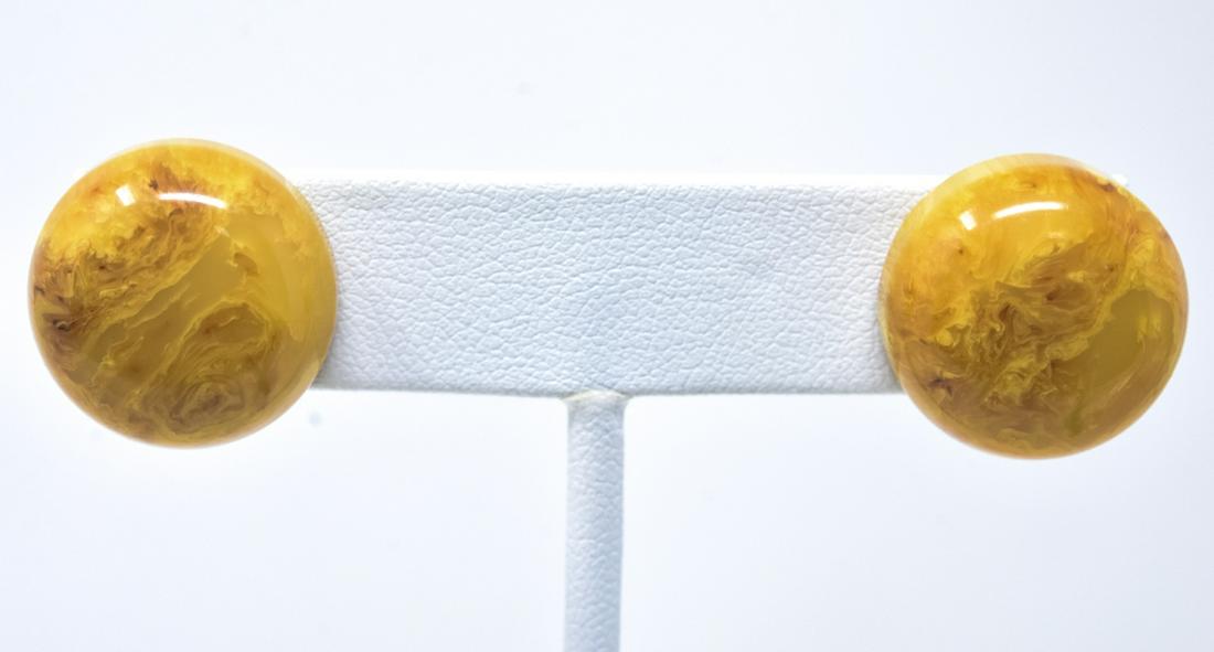 Pair Vintage Bakelite Butterscotch Amber Earrings (1 of 6)