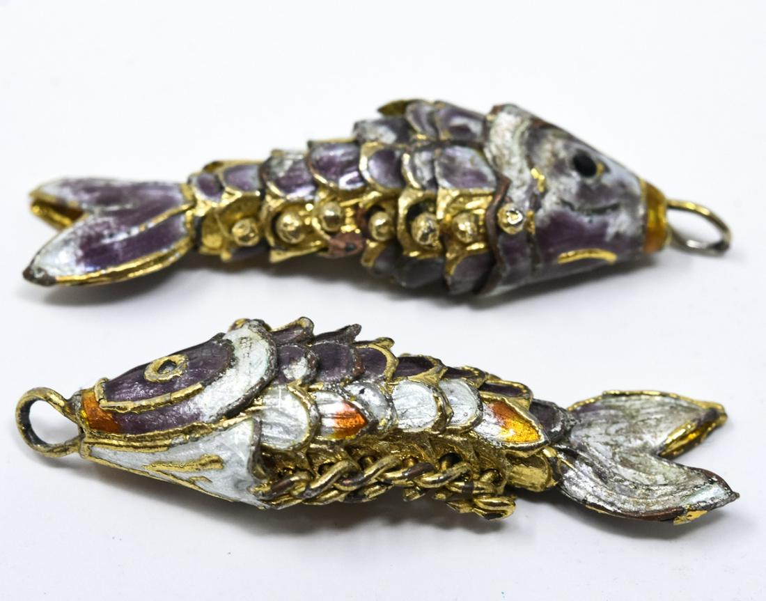 Pair Enamel Decorated Articulated Koi Fish Charms (1 of 6)