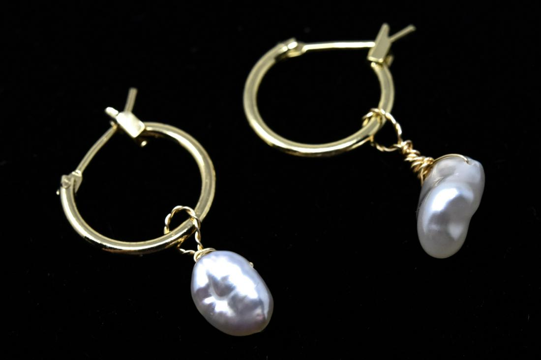 Pair Baroque Fresh Water Pearl Wire Wrap Earrings (1 of 6)