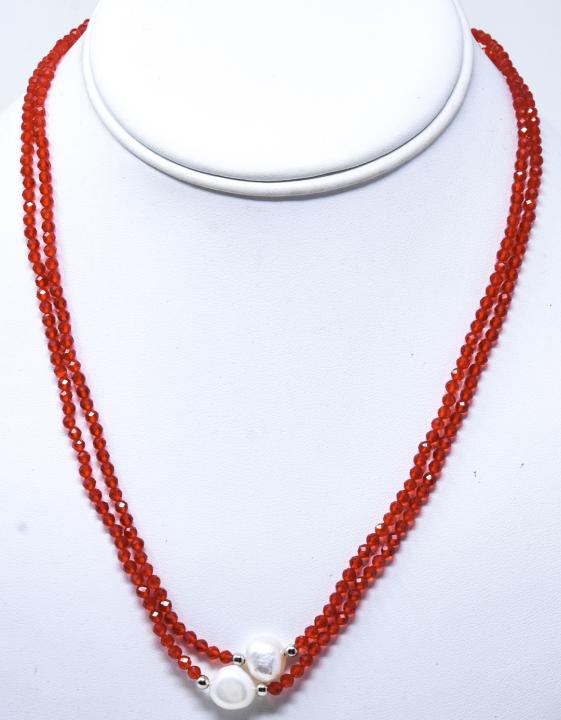 Pair Faceted Ruby Bead & Baroque Pearl Necklaces (1 of 5)