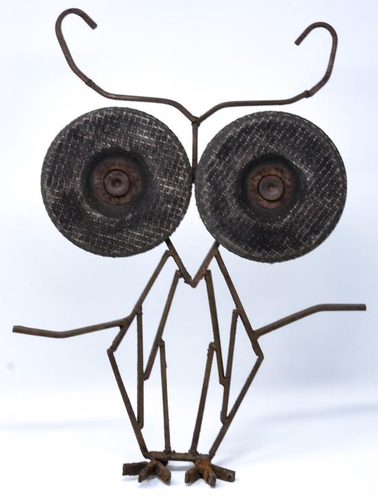 Artisan Mixed Metal / Found Object Owl Sculpture (1 of 6)