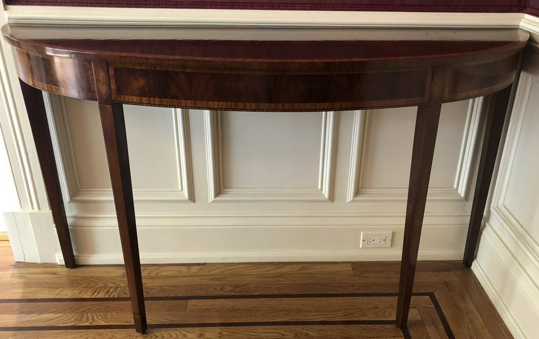 French Empire Carved Marquetry Demi Lune Lily (1 of 4)