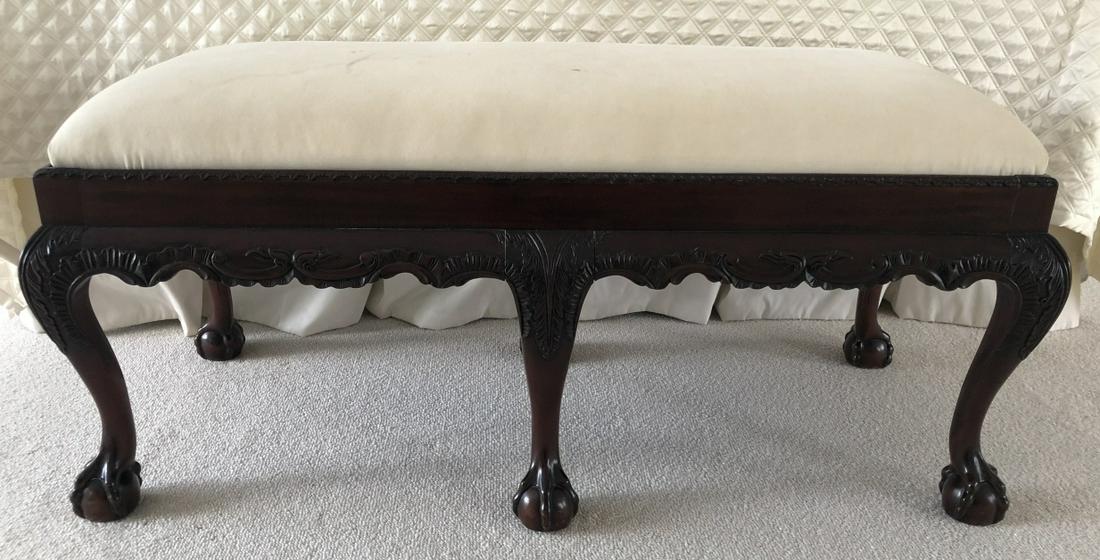 Chippendale Style Ball / Claw Upholstered Bench (1 of 4)